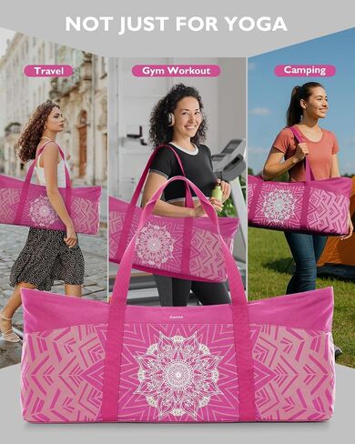 Gonex Yoga Mat Bag, Extra Large Canvas Gym Bag with Waterproof Pocket Metal Zipper, Fits Mat & Blocks, Stylish Yoga Mat Carrier for Women, Ideal for Yoga, Pilates, Workout, Travel in Saudi Arabia