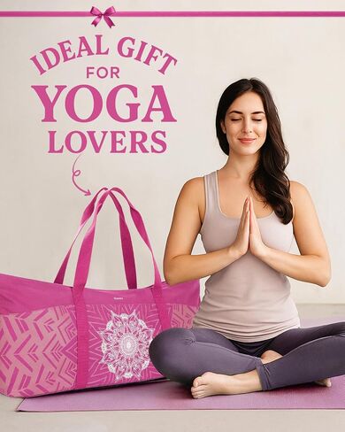 Gonex Yoga Mat Bag, Extra Large Canvas Gym Bag with Waterproof Pocket Metal Zipper, Fits Mat & Blocks, Stylish Yoga Mat Carrier for Women, Ideal for Yoga, Pilates, Workout, Travel in Saudi Arabia