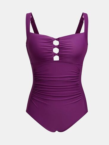 CUPSHE Women's One Piece Swimsuit Sweetheart Neck Wide Adjustable Straps Ruched Front Keyhole Bathing Suit in Kuwait