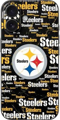 Skinit Decal Phone Skin Compatible with iPhone 16 - Officially Licensed NFL Pittsburgh Steelers Black Blast Design in Kuwait