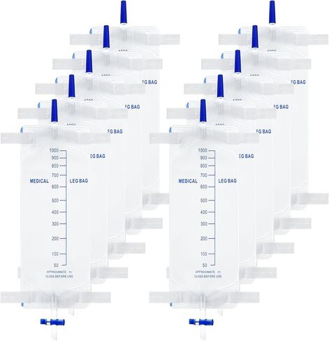 8 حزمة 33.8oz/1000 مل كيس الساق حقيبة الصرف البولية مع أحزمة القماش ، قسطرة الساق مع صمام مضاد للرجوع للرجال التحكم في المثانة ، قسطرة جمع البول للذكور ، سهلة فليب الصرف in Saudi Arabia