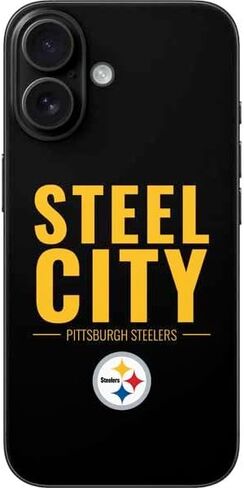 Skinit Decal Phone Skin Compatible with iPhone 16 - Officially Licensed NFL Pittsburgh Steelers Black Blast Design in Kuwait