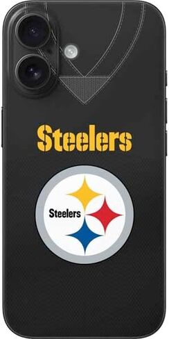 Skinit Decal Phone Skin Compatible with iPhone 16 - Officially Licensed NFL Pittsburgh Steelers Black Blast Design in Kuwait