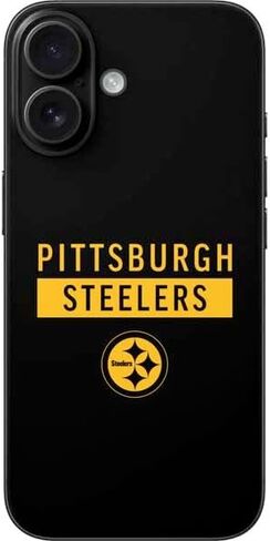Skinit Decal Phone Skin Compatible with iPhone 16 - Officially Licensed NFL Pittsburgh Steelers Black Blast Design in Kuwait
