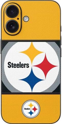 Skinit Decal Phone Skin Compatible with iPhone 16 - Officially Licensed NFL Pittsburgh Steelers Black Blast Design in Kuwait