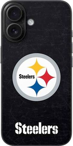 Skinit Decal Phone Skin Compatible with iPhone 16 - Officially Licensed NFL Pittsburgh Steelers Black Blast Design in Kuwait