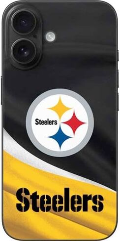 Skinit Decal Phone Skin Compatible with iPhone 16 - Officially Licensed NFL Pittsburgh Steelers Black Blast Design in Kuwait