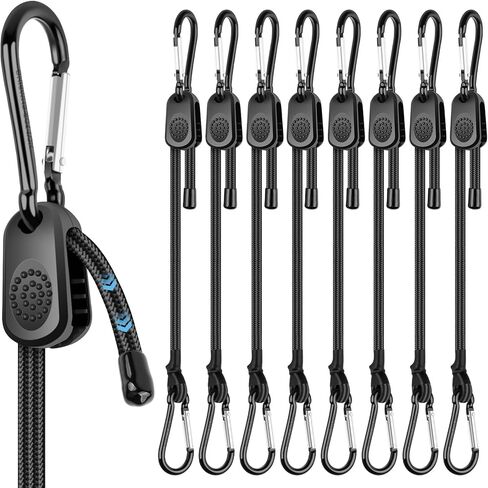 Black Bungee Cords with Hooks Assorted Sizes 12 Pack, 6/12/24 Inch Small Bungee Cords Heavy Duty Outdoor, Bungee Tie Down Straps for Camping, Tarps, Tents, Hiking,Hunting,Trucks and Boats in Kuwait