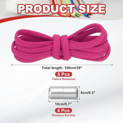 No Tie Shoelaces Tieless Elastic Shoe Laces Replacement, 39" with 4 Metal Locks Buckles Fit for Adults Sneakers Canvas Shoes (5Pcs, Navy Blue) in Kuwait