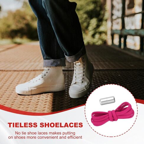 No Tie Shoelaces Tieless Elastic Shoe Laces Replacement, 39" with 4 Metal Locks Buckles Fit for Adults Sneakers Canvas Shoes (5Pcs, Navy Blue) in Kuwait