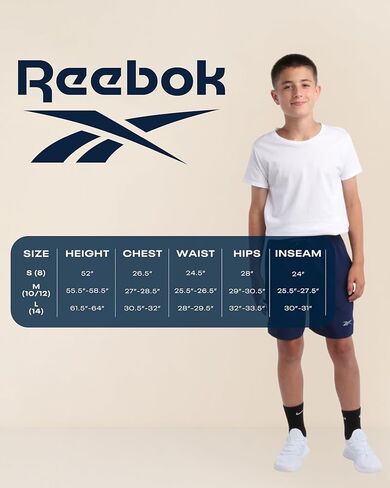 Reebok Boys' Long Sleeve Shirt - 2 Pack Basic Cotton Long Sleeve T-Shirt - Crewneck Tee for Boys (8-14) in Saudi Arabia