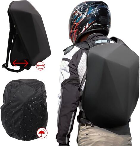 JFG RACING Motorcycle Backpack 30L,Universal Hard Shell Helmet Backpack Hardshell Riding Back Pack for Men Women - Imitation Carbon Fiber Black in Saudi Arabia