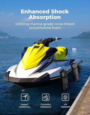 KEMIMOTO Jet Ski Fenders, PWC Bumpers with Boat Fender Clips & Fold-Fit Design, Ultra-Stable Marine-Grade Protection for Jet Skis, PWCs, and Watercraft in Kuwait