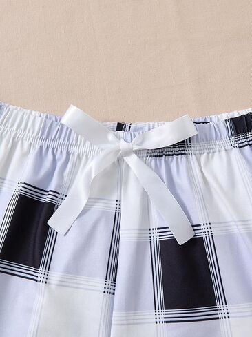 Milumia Women's 3 Pieces Pajamas Cami Top and Plaid Shorts Pants Pj Sets Sleepwear in Saudi Arabia