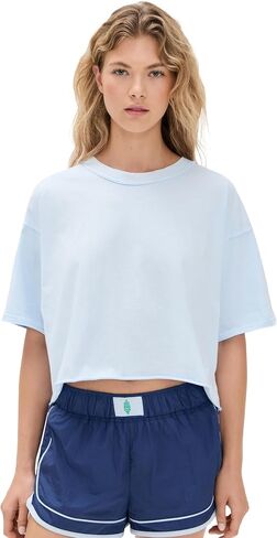 Free People Women's Inspire Tee ISS, Blue Indigo in Saudi Arabia