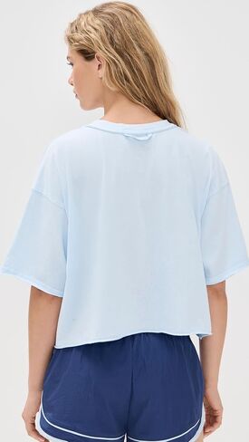 Free People Women's Inspire Tee ISS, Blue Indigo in Saudi Arabia