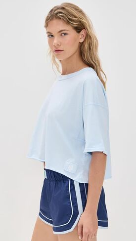 Free People Women's Inspire Tee ISS, Blue Indigo in Saudi Arabia