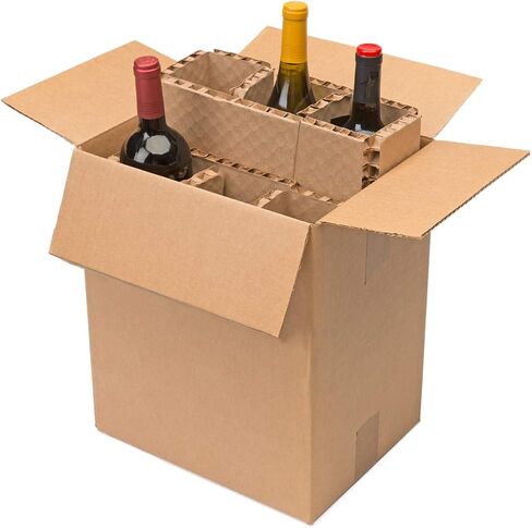 U-Haul Corrugated 12 Bottle Wine Shipping, Moving, & Packing Kit - Includes a 17-7/8" x 12-1/8" x 14-1/2" Box & Corrugated Protection Inserts in Kuwait