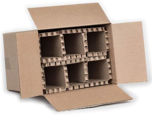 U-Haul Corrugated 12 Bottle Wine Shipping, Moving, & Packing Kit - Includes a 17-7/8" x 12-1/8" x 14-1/2" Box & Corrugated Protection Inserts in Kuwait