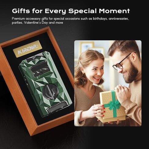5-in-1 Torch Lighter, with V-Cutter, Triple Jet Flames, Holder, Punch, Draw Enhancer Tool, Multifunctional Accessories, Gifts for Men, Windproof Refillable Butane Lighter for Travel, Candles, Outdoors in Saudi Arabia