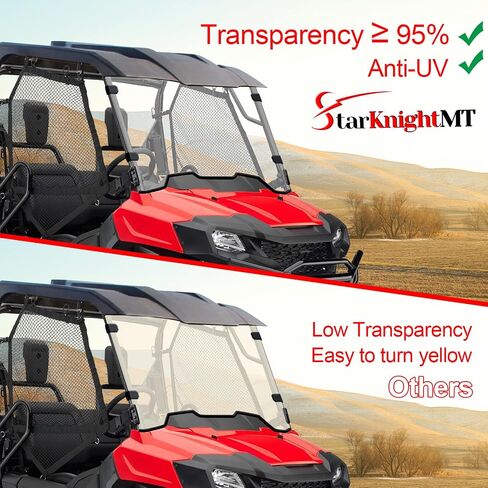 StarknightMT Pioneer 700 700-4 Vented Windshield 2014-2025, Scratch-Resistant Full Front Windshield UV-Resistant Windscreen Pioneer Accessories in Saudi Arabia