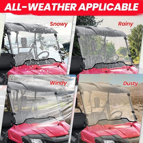 StarknightMT Pioneer 700 700-4 Vented Windshield 2014-2025, Scratch-Resistant Full Front Windshield UV-Resistant Windscreen Pioneer Accessories in Saudi Arabia