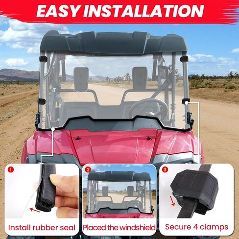 StarknightMT Pioneer 700 700-4 Vented Windshield 2014-2025, Scratch-Resistant Full Front Windshield UV-Resistant Windscreen Pioneer Accessories in Saudi Arabia