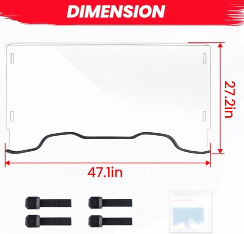 StarknightMT Pioneer 700 700-4 Vented Windshield 2014-2025, Scratch-Resistant Full Front Windshield UV-Resistant Windscreen Pioneer Accessories in Saudi Arabia