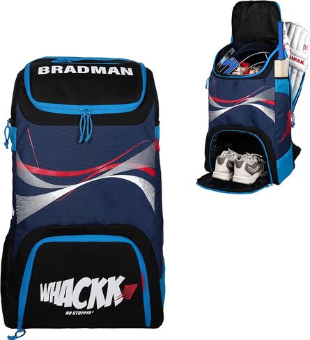 Whackk Bradman Cricket Kitbag للشباب | Player Edition 2 Bat Pocket Shoe Pocket | شركات كبيرة كبيرة تناسب 15.5 بوصة وسادة الساق | in Saudi Arabia