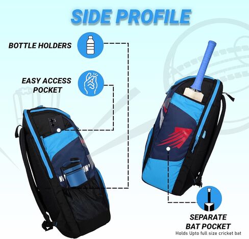 Whackk Bradman Cricket Kitbag للشباب | Player Edition 2 Bat Pocket Shoe Pocket | شركات كبيرة كبيرة تناسب 15.5 بوصة وسادة الساق | in Saudi Arabia