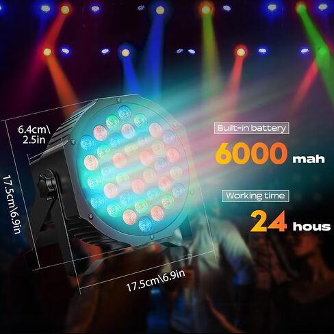 Rechargeable Par Can Lights U'King Wireless LED Uplights Battery Powered Uplighting RGB 36W Stage Lighting for Events DJ Disco Wedding Party - 4 Pack in Kuwait