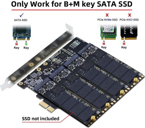 NFHK DUAL SATA NGFF KEY B+M SSD إلى PCI-E 1x اللوحة الأم محول سطح المكتب SSD بطاقة JMB582 2280 in Saudi Arabia
