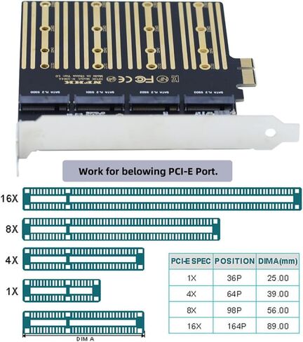 NFHK DUAL SATA NGFF KEY B+M SSD إلى PCI-E 1x اللوحة الأم محول سطح المكتب SSD بطاقة JMB582 2280 in Saudi Arabia
