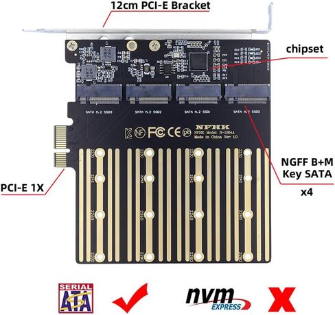 NFHK DUAL SATA NGFF KEY B+M SSD إلى PCI-E 1x اللوحة الأم محول سطح المكتب SSD بطاقة JMB582 2280 in Saudi Arabia