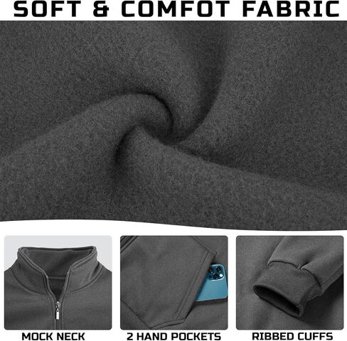 Men's Fleece Jackets Casual Lightweight Full Zip Sweatshirts Athletic Outdoor Coats with Pockets in Kuwait