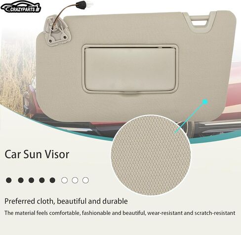 Driver Side Sun Visor Compatible with Nissan Rogue X-Trail 2014-2020 Sun Shade with Light Replacement 96401-4BA1D Color: Beige in Kuwait