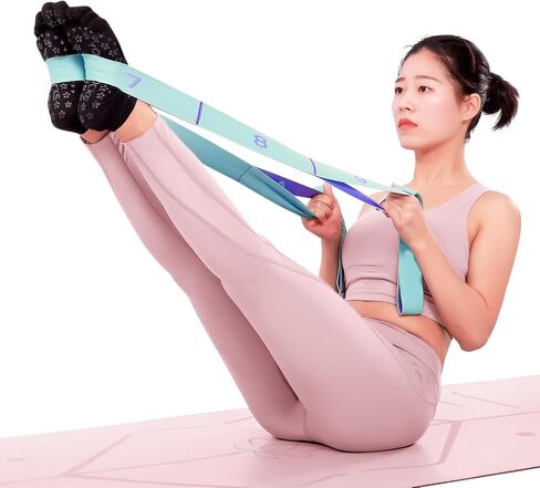 11 Loops Stretch band - Yoga, Pilates, Ballet, and Physical Therapy Stretching strap for Flexibility, Leg Stretching, and Exercise - Durable Stretching equipment for Dance and Fitness in Saudi Arabia