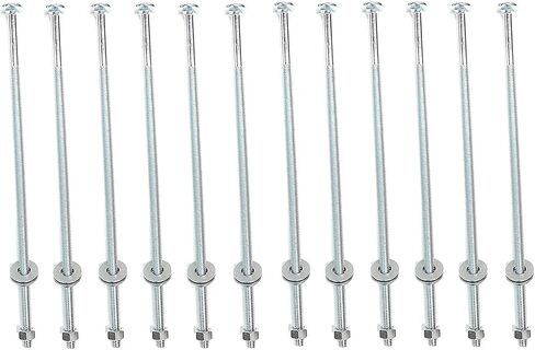 3/8-inch x 12-inch Threaded Carriage Bolts Fasteners with Nuts and Washers - 12-Pack in Saudi Arabia