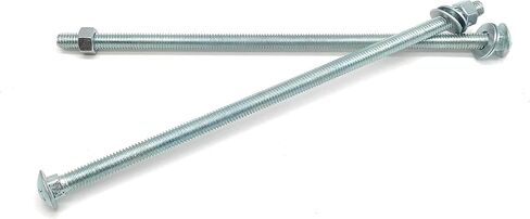 3/8-inch x 12-inch Threaded Carriage Bolts Fasteners with Nuts and Washers - 12-Pack in Saudi Arabia