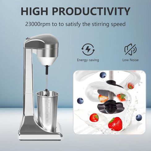 Single Head Milkshake Maker Machine, Commercial Electric Smoothie Blender Stainless Steel, Smoothie Ice Cream Mixer for Commercial and Home(Silver) in Saudi Arabia