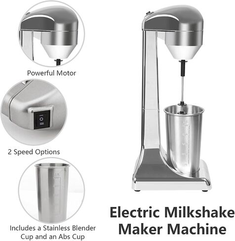 Single Head Milkshake Maker Machine, Commercial Electric Smoothie Blender Stainless Steel, Smoothie Ice Cream Mixer for Commercial and Home(Silver) in Saudi Arabia