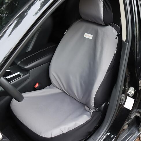 Champlus Waterproof Automotive Seat Cover with Detachable Seat Back Kick Mat and Organizer, Airbag Compatible, Quick Install, Black (Pack of 1) in Saudi Arabia
