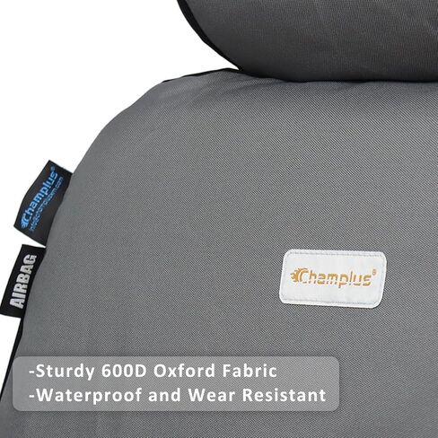Champlus Waterproof Automotive Seat Cover with Detachable Seat Back Kick Mat and Organizer, Airbag Compatible, Quick Install, Black (Pack of 1) in Saudi Arabia