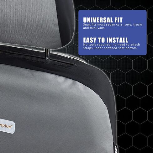 Champlus Waterproof Automotive Seat Cover with Detachable Seat Back Kick Mat and Organizer, Airbag Compatible, Quick Install, Black (Pack of 1) in Saudi Arabia