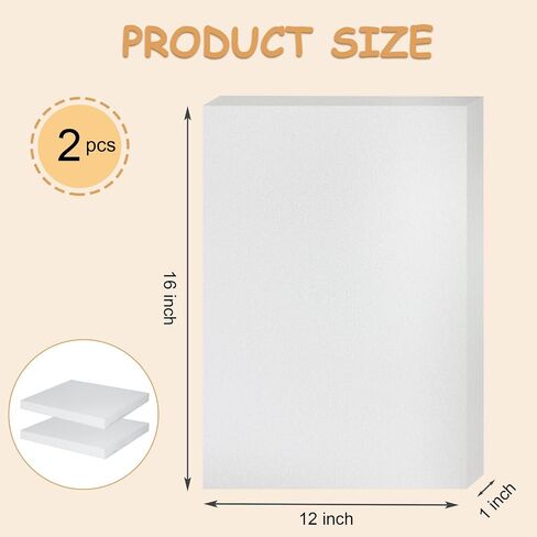 Polyurethane Foam 2 PCS 16 x 12 x 1 inch, High Density Cushion Foam for Seat Replacement, DIY Projects, Upholstery, Packing & Furniture Padding in Kuwait