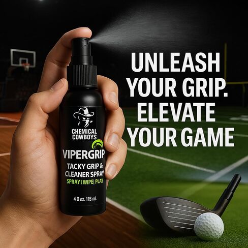 Vipergrip - رذاذ القبضة والمنظف - 2 -في -1 ، مرمم المقبض الرياضي للجولف ، والبيسبول ، وكرة القدم ، وكرة السلة ، والتنس ، و Pickleball - يزيل النفط والأوساخ - يعزز القبضة والتحكم - (4 أوقية / 125 مل) in Saudi Arabia