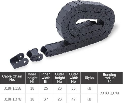 Transmission Chain of Power 1-Meter Cable Drag Chain Fully Enclosed and Non openable Series J18F.1. B 18 * 25 18 * 37 Transmission Chain of Power(28mm,18x25 mm) in Kuwait