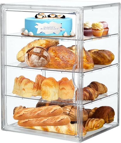 Bread Box,Large Bread Boxs for Kitchen Countertop - 4 Layers Adjustable Bread Storage Container,Clear Boxes for Kitchen Counter, Breads Box Airtight,Bread Holder,Perfect for Bagel Muffins（transparent） in Kuwait