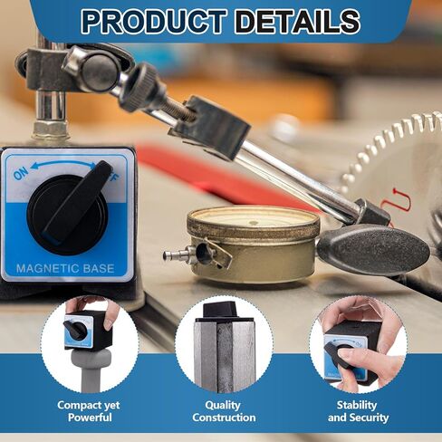 Kingdder 2 PCS 10T Base Base حامل السرير/إيقاف تشغيله 220 رطلاً ، سرير حامل مغناطيسي الطاقة M8 X 1.25 حامل قابلة للتبديل دون تعديل ذراع للمؤشر 3.1 "× 2.2" × 2 " in Kuwait