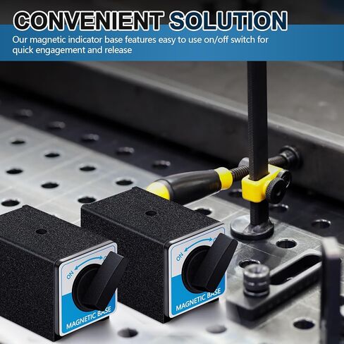 Kingdder 2 PCS 10T Base Base حامل السرير/إيقاف تشغيله 220 رطلاً ، سرير حامل مغناطيسي الطاقة M8 X 1.25 حامل قابلة للتبديل دون تعديل ذراع للمؤشر 3.1 "× 2.2" × 2 " in Kuwait
